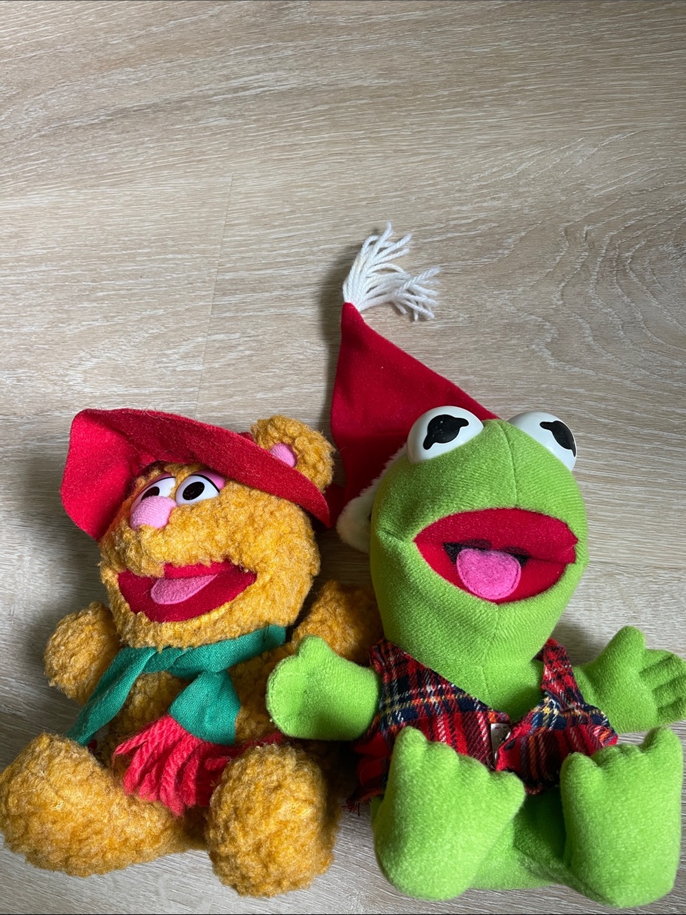 Vintage 1987 McDonald’s Christmas Muppet Baby Kermit and Fozzy stuffed animals